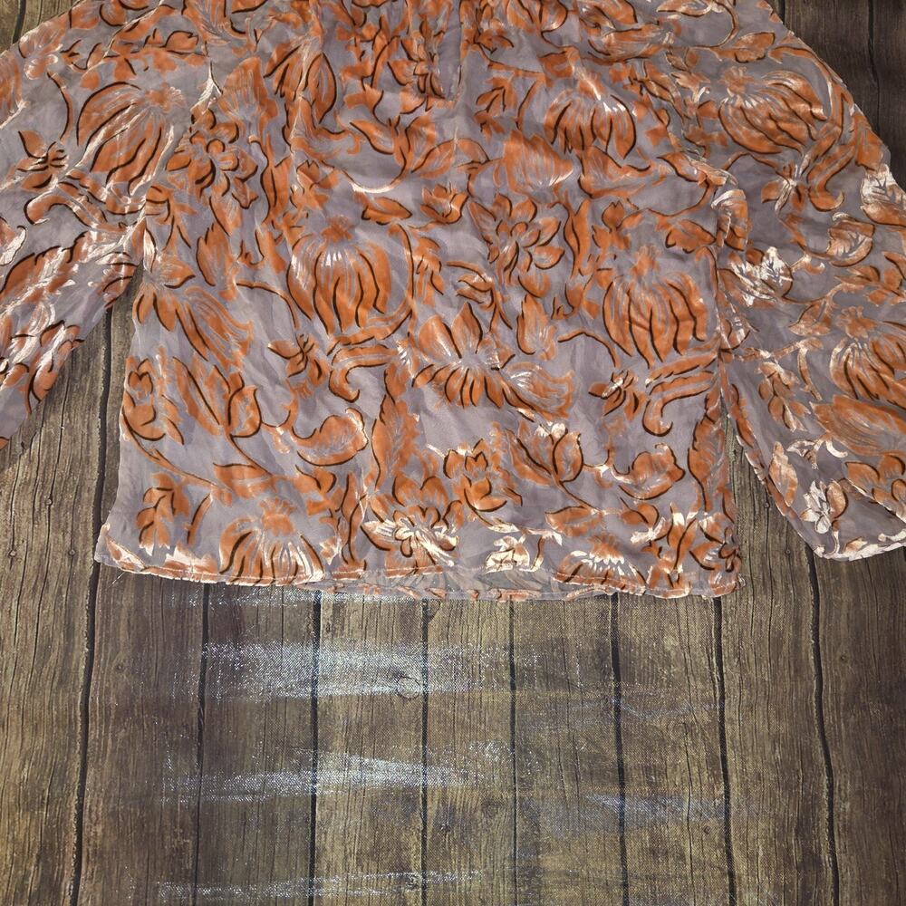 Sundance Top Womens S Peach Mauve Eloise Floral Velvet Burnout Silk Blend Boho - Picture 6 of 9